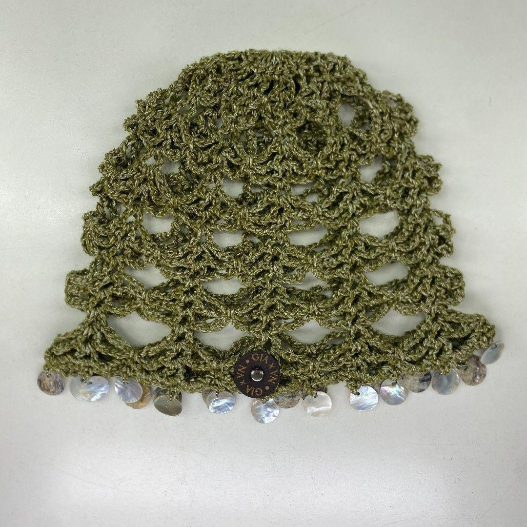 Mesh Hat Casquete Crochet modelo Avellana color Verde con Aplicaciones-2