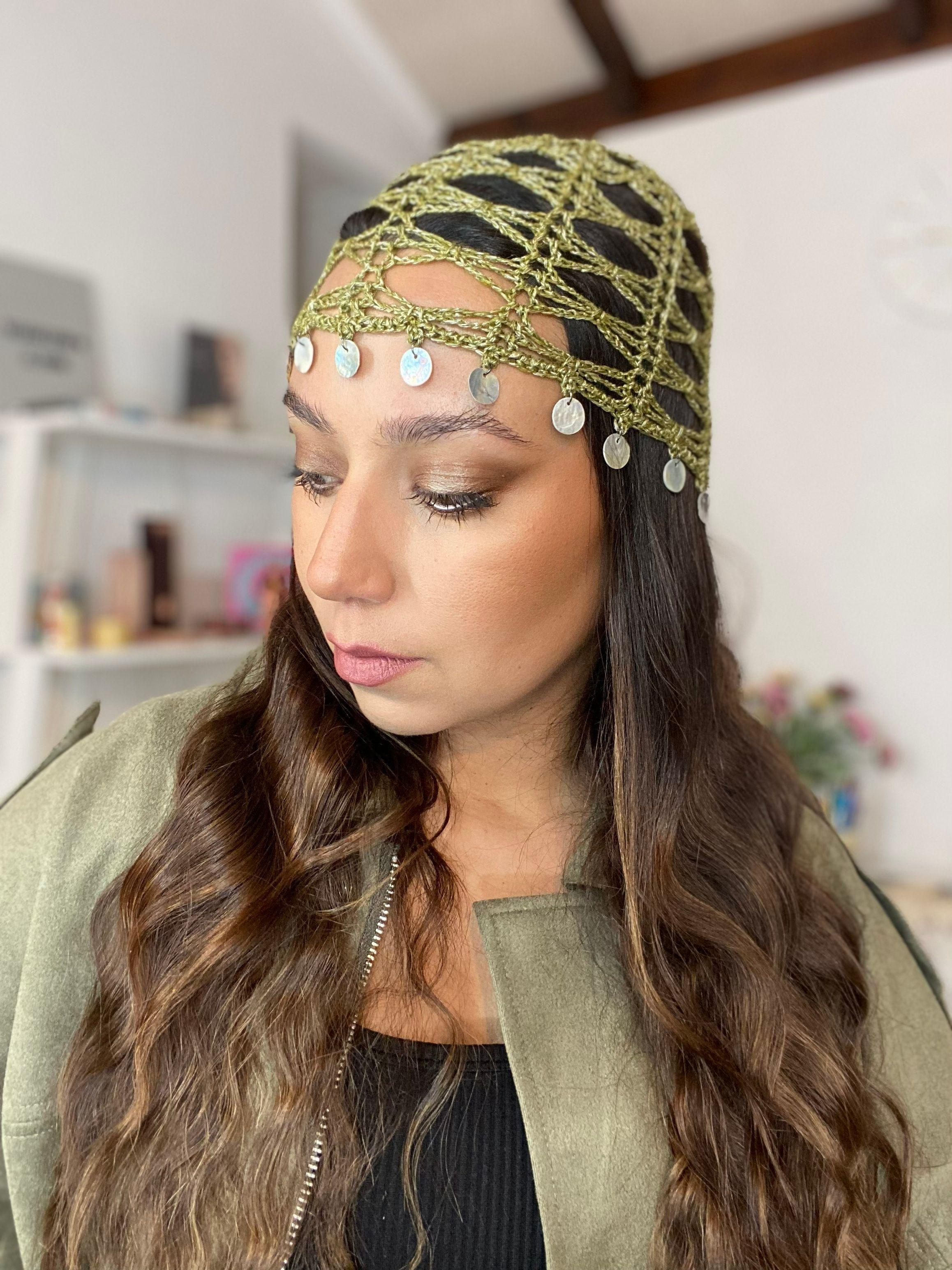 Mesh Hat Casquete Crochet modelo Avellana color Verde con Aplicaciones-4
