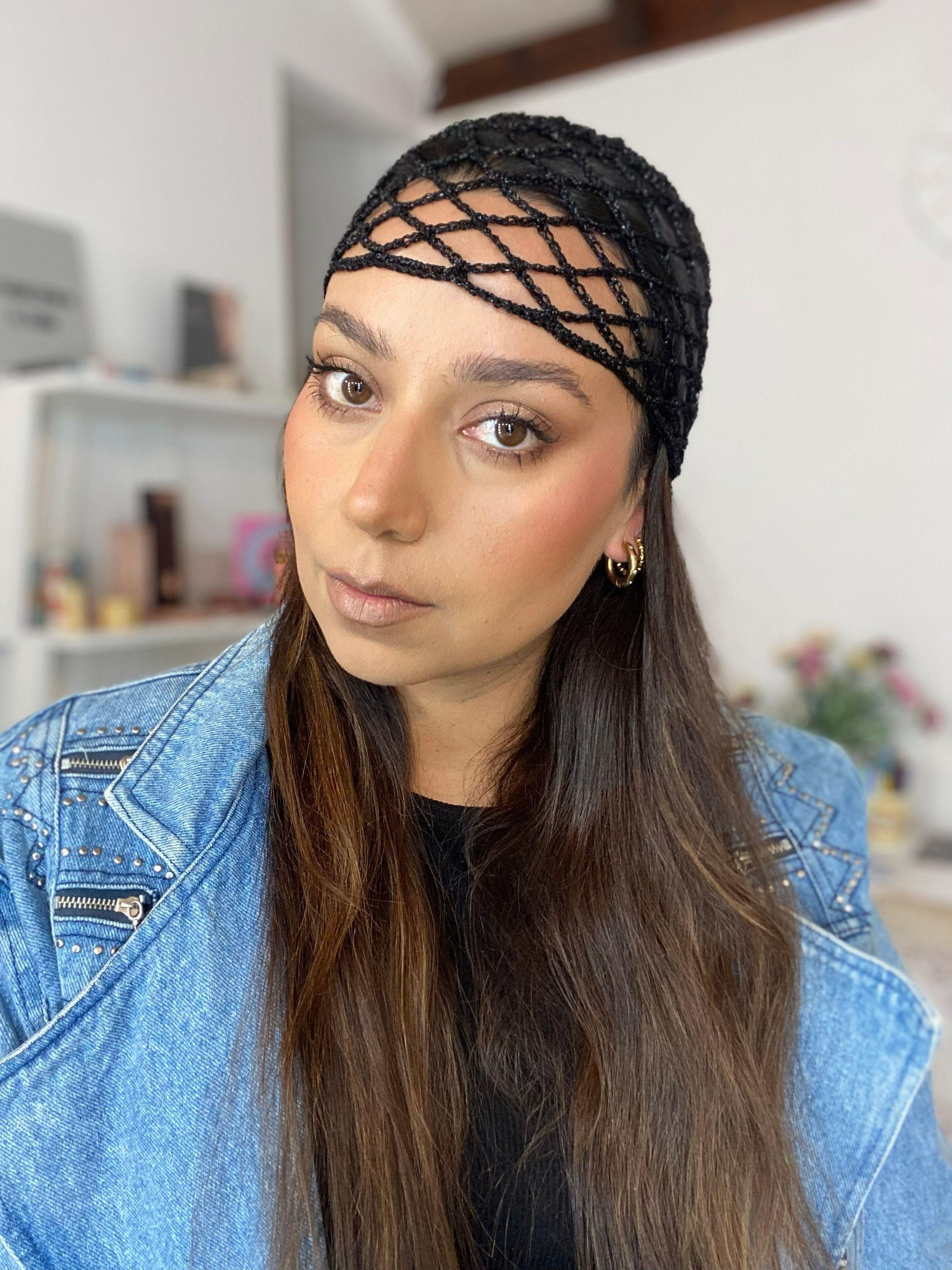 Mesh Hat Casquete Crochet modelo Diamante color Negro-4