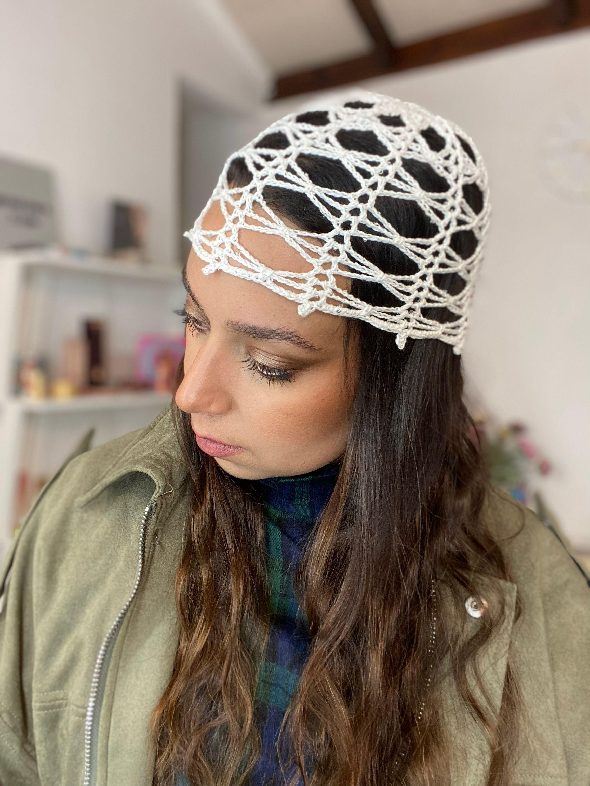 Mesh Hat Casquete Crochet modelo Avellana color Blanco-4