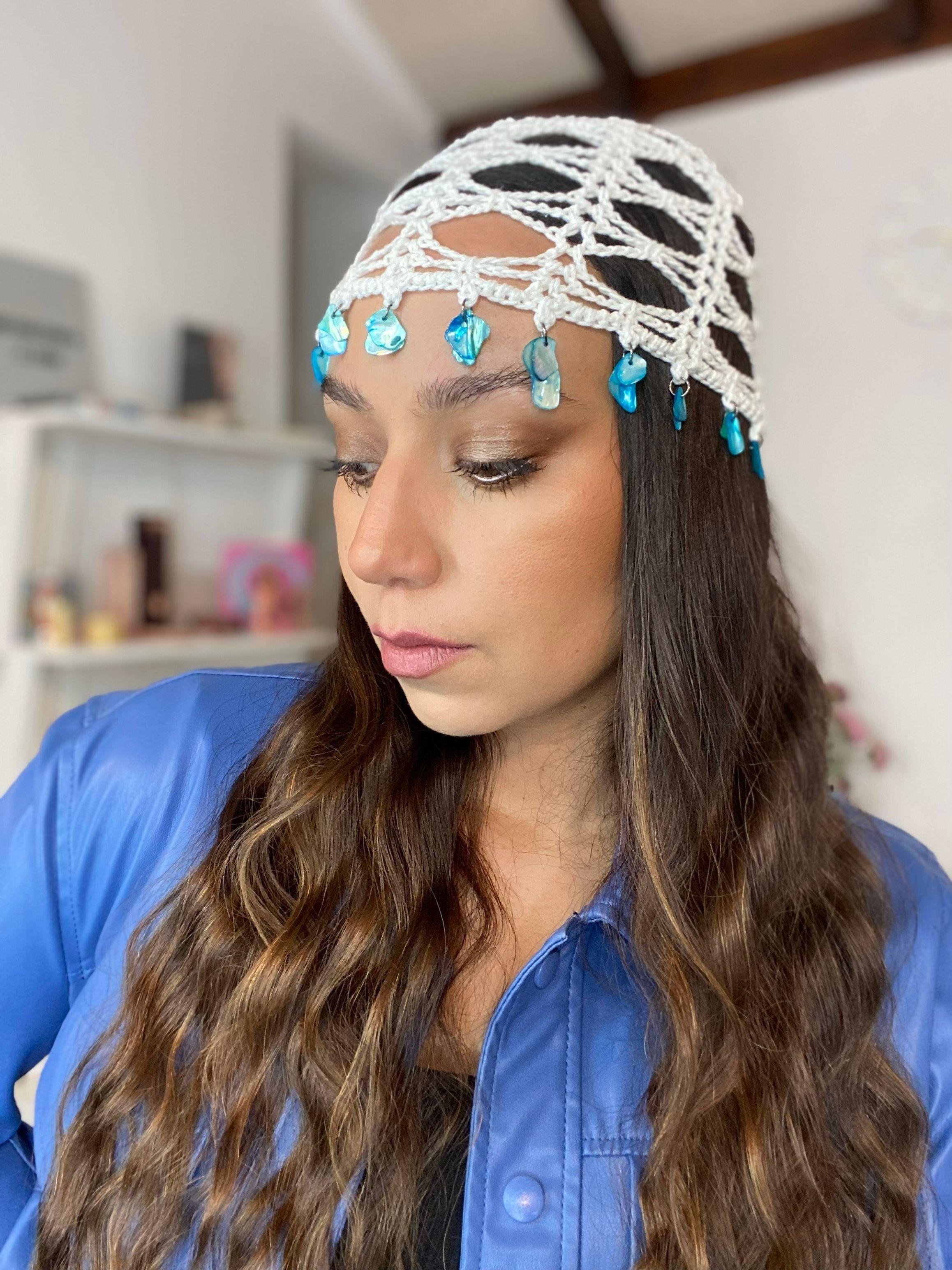 Mesh Hat Casquete Crochet modelo Avellana color Blanco con Aplicaciones-4
