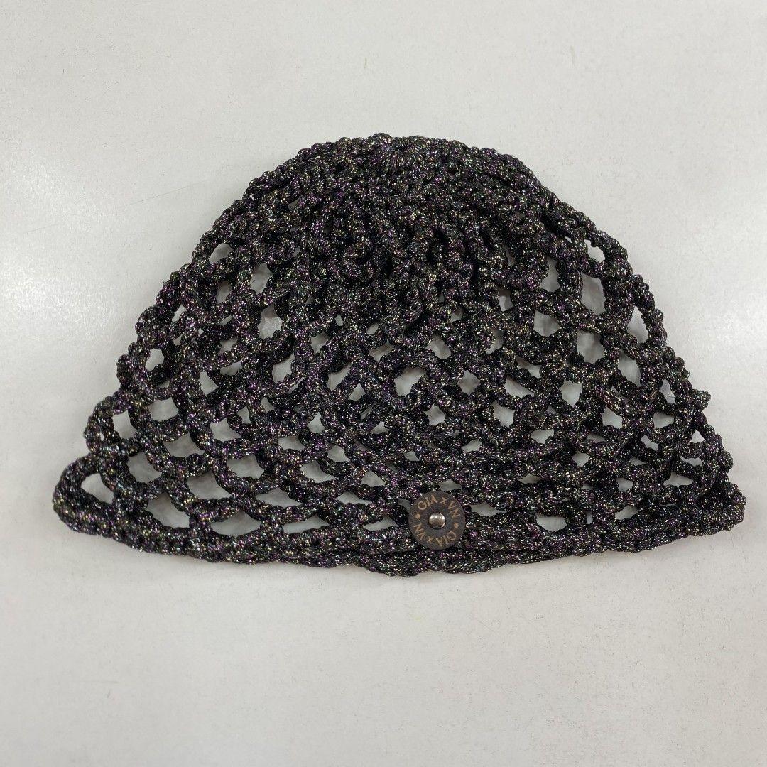 Mesh Hat Casquete Crochet modelo Diamante color Negro con brillo multicolor-2