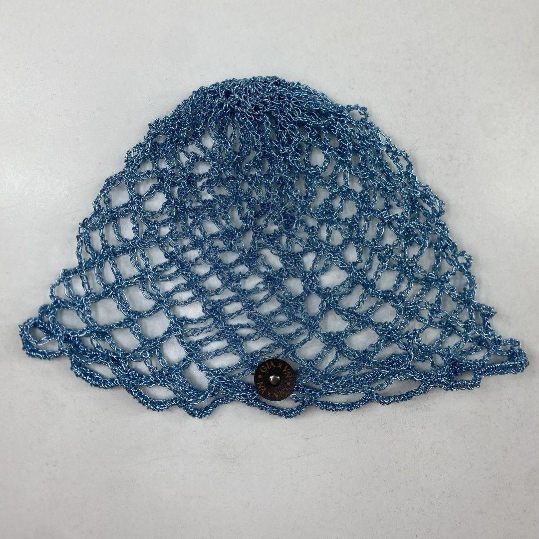 Mesh Hat Casquete Crochet modelo Diamante color Celeste Metalizado-2
