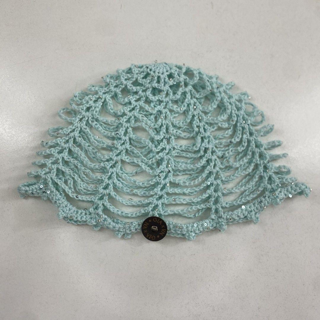 Mesh Hat Casquete Crochet modelo Abanico Simple color Menta-2