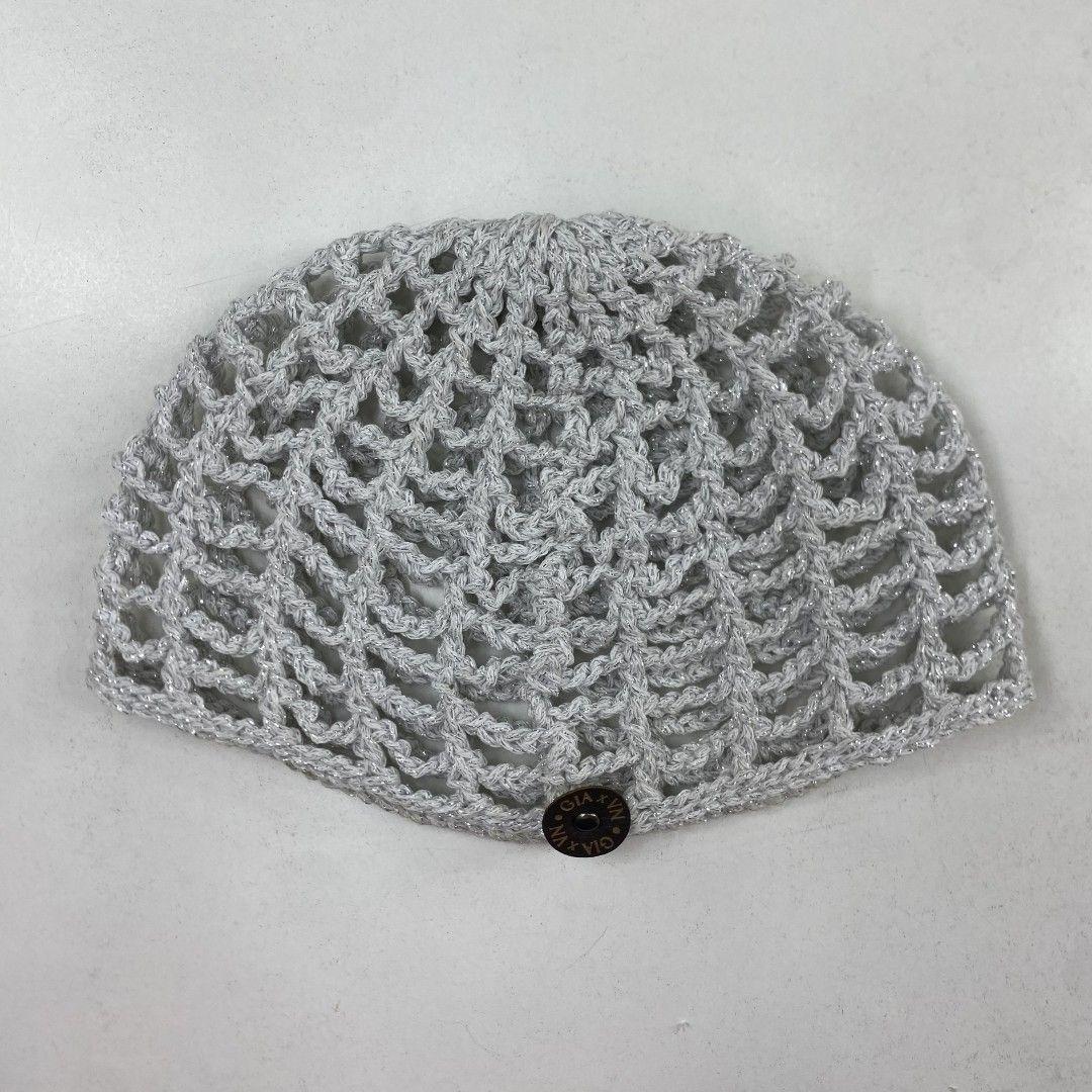 Mesh Hat Casquete Crochet modelo Red color Blanco Plateado-2