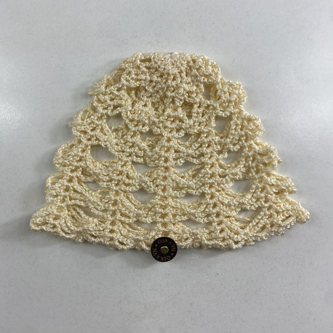 Mesh Hat Casquete Crochet modelo Avellana color Mantequilla-2