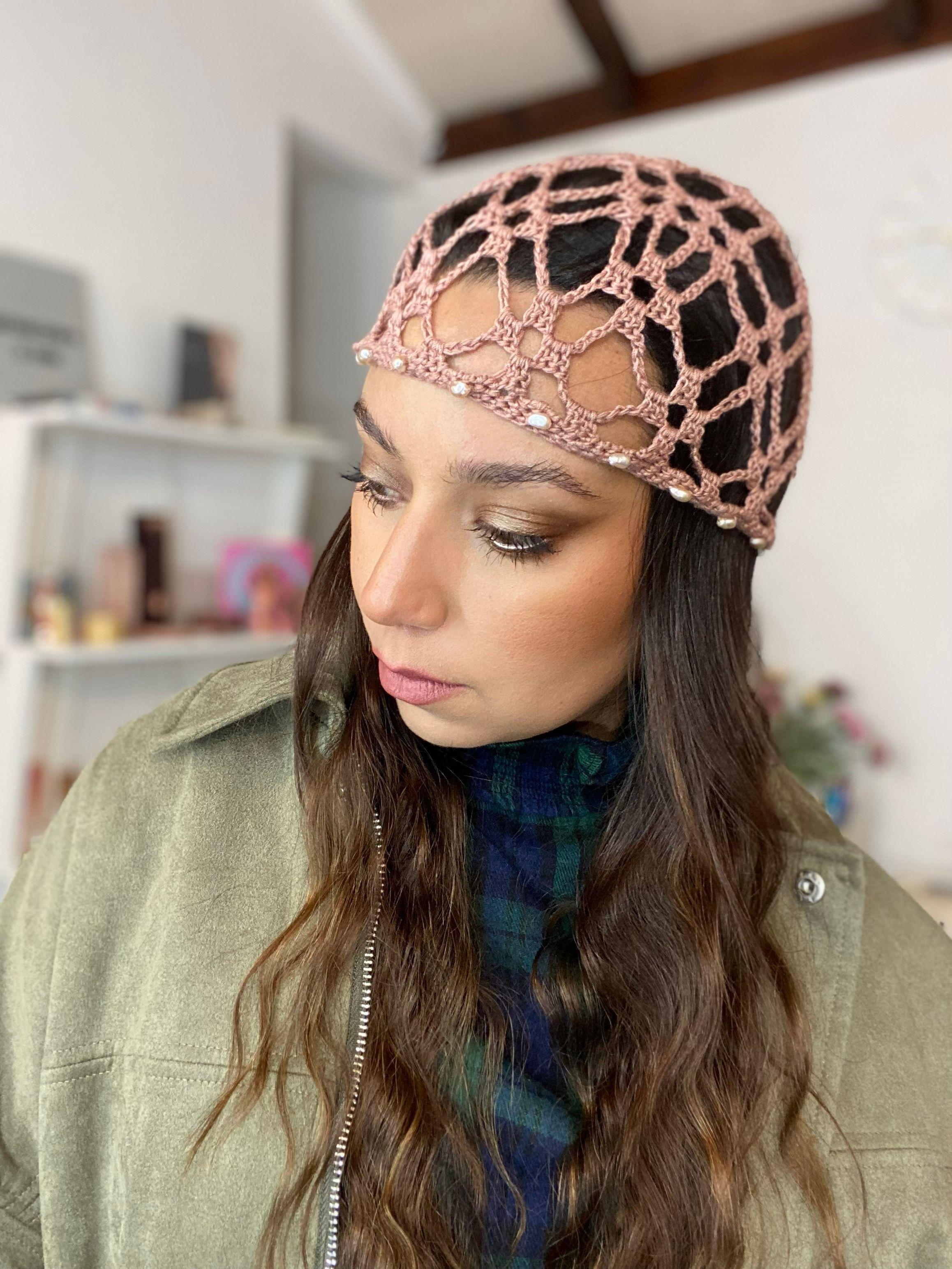 Mesh Hat Casquete Crochet mocelo Cruz color Rosa Palo con Aplicaciones-4