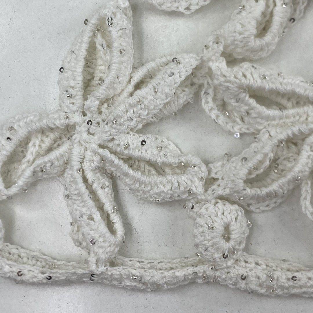 Mesh Hat Casquete Crochet modelo Flor color Blanco-2