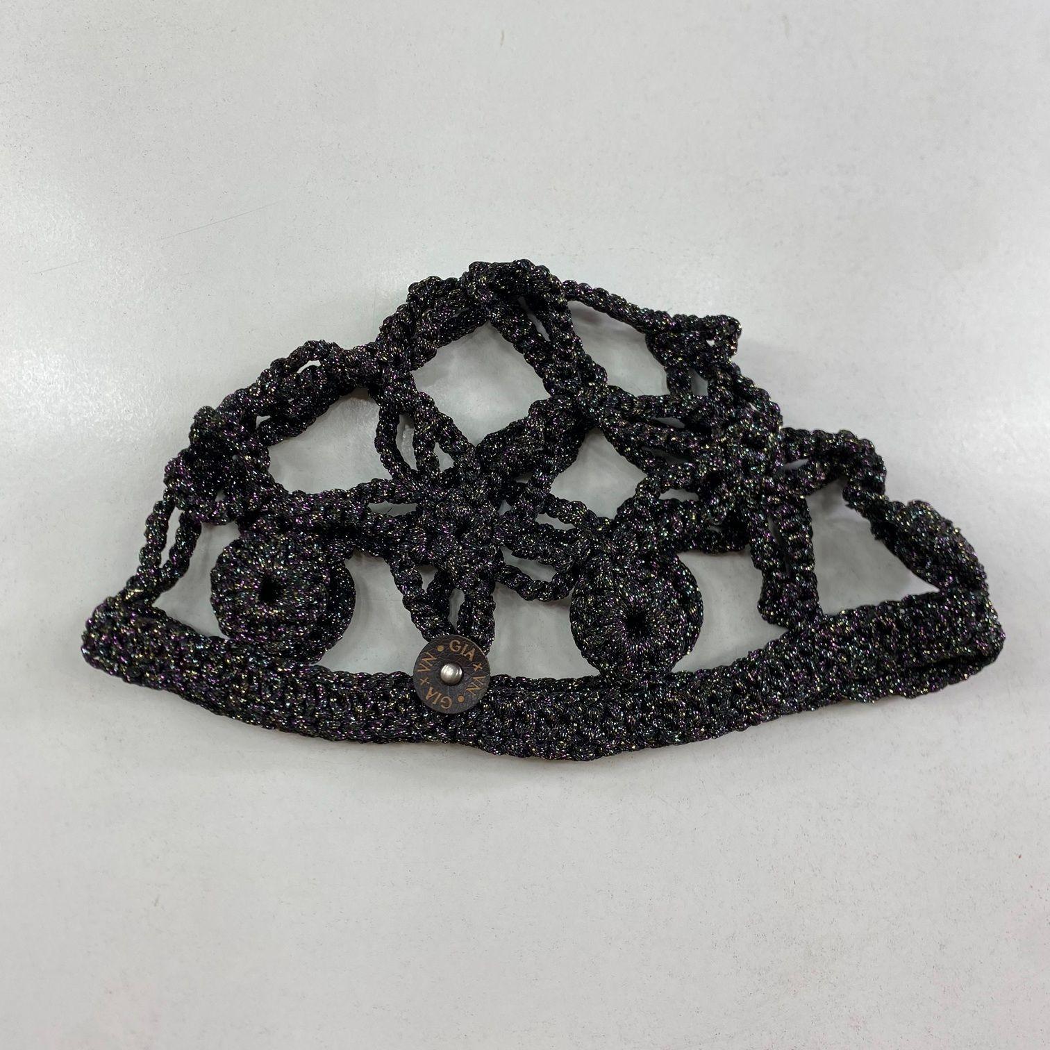 Mesh Hat Casquete a Crochet modelo Estrella Negro-2