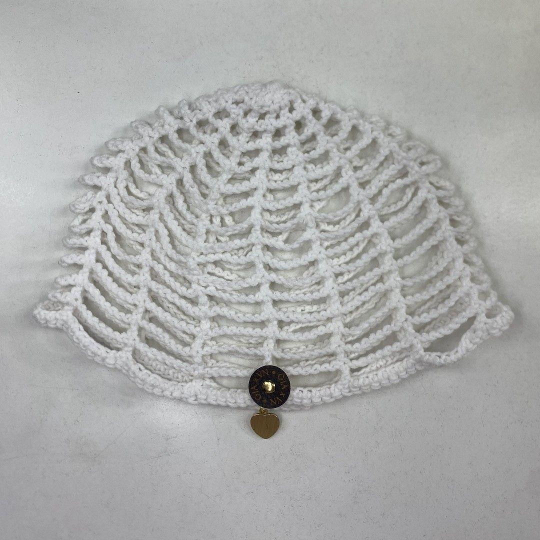 Mesh Hat Casquete Crochet modelo Red color Blanco con Ojo de Fatima-3