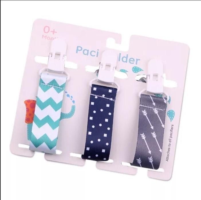 Pack 3 porta chupete Bebé cinta sujetadora, pinza amarra chupete-0