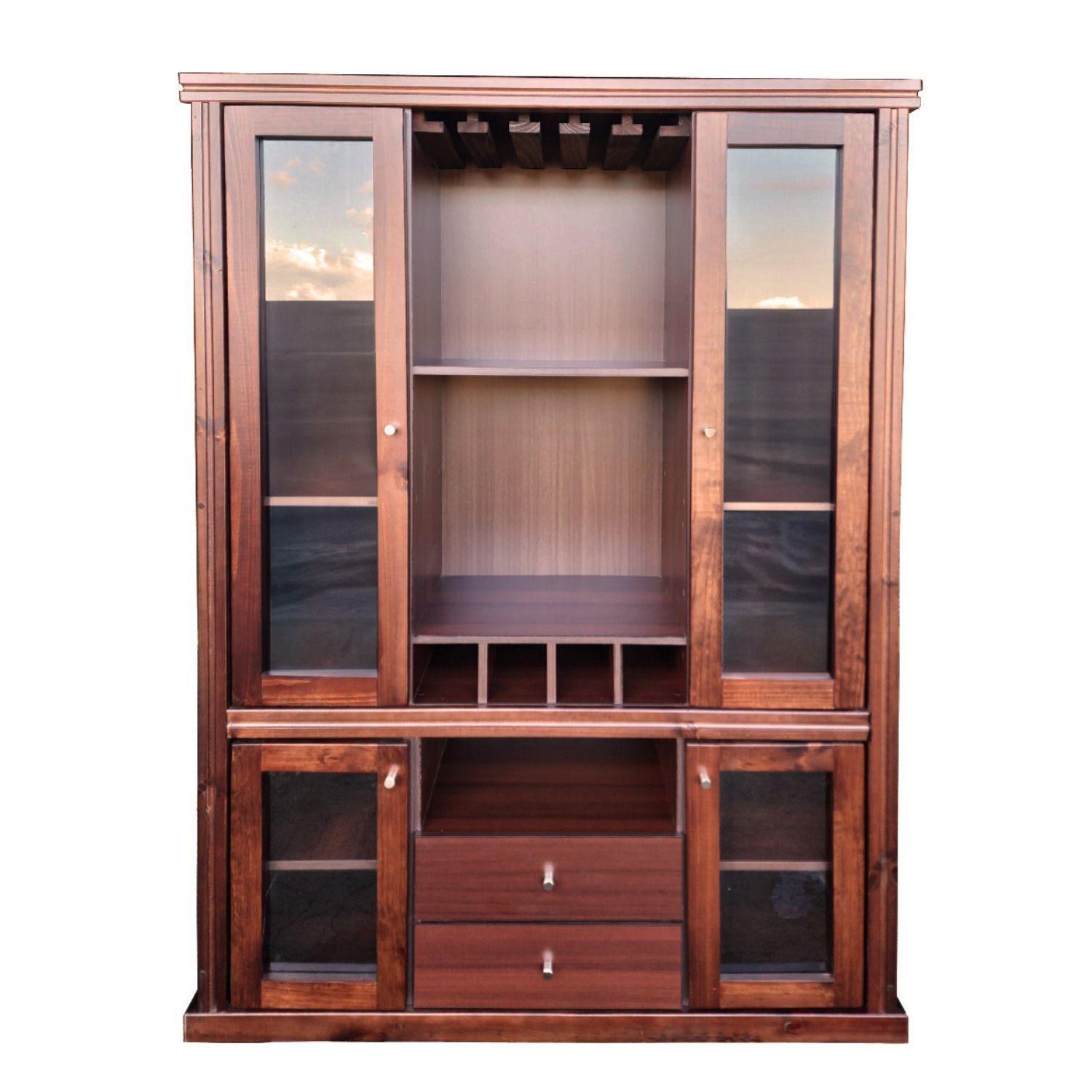 Vitrina New Gran Barcelona Vidrio 4 Puertas Madera 2 Cajones-0