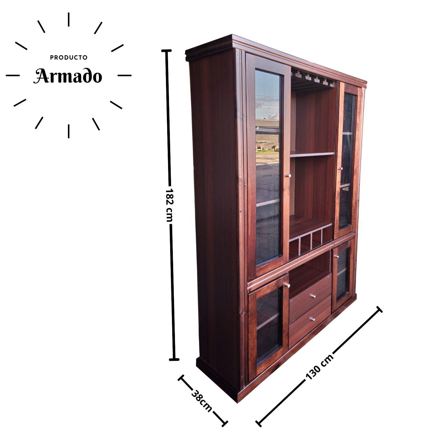 Vitrina New Gran Barcelona Vidrio 4 Puertas Madera 2 Cajones-1