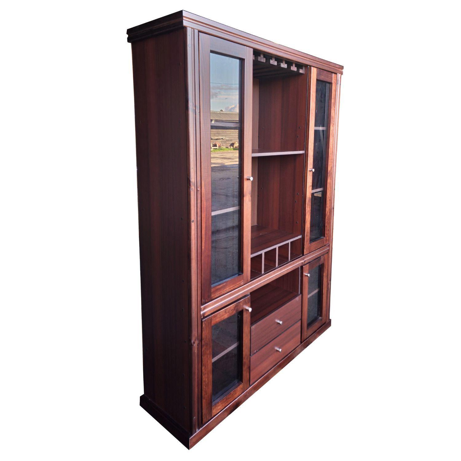 Vitrina New Gran Barcelona Vidrio 4 Puertas Madera 2 Cajones-2
