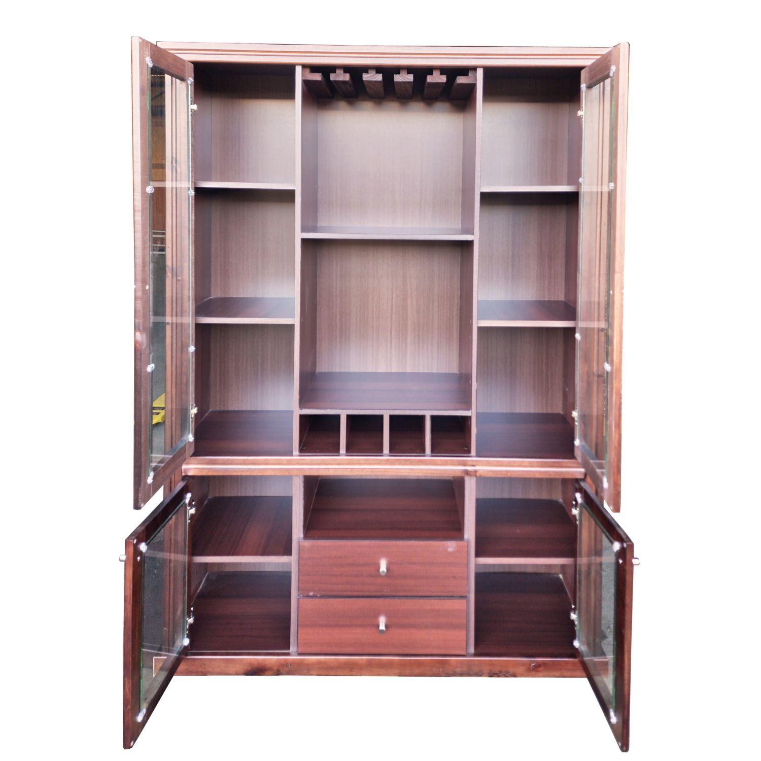 Vitrina New Gran Barcelona Vidrio 4 Puertas Madera 2 Cajones-3