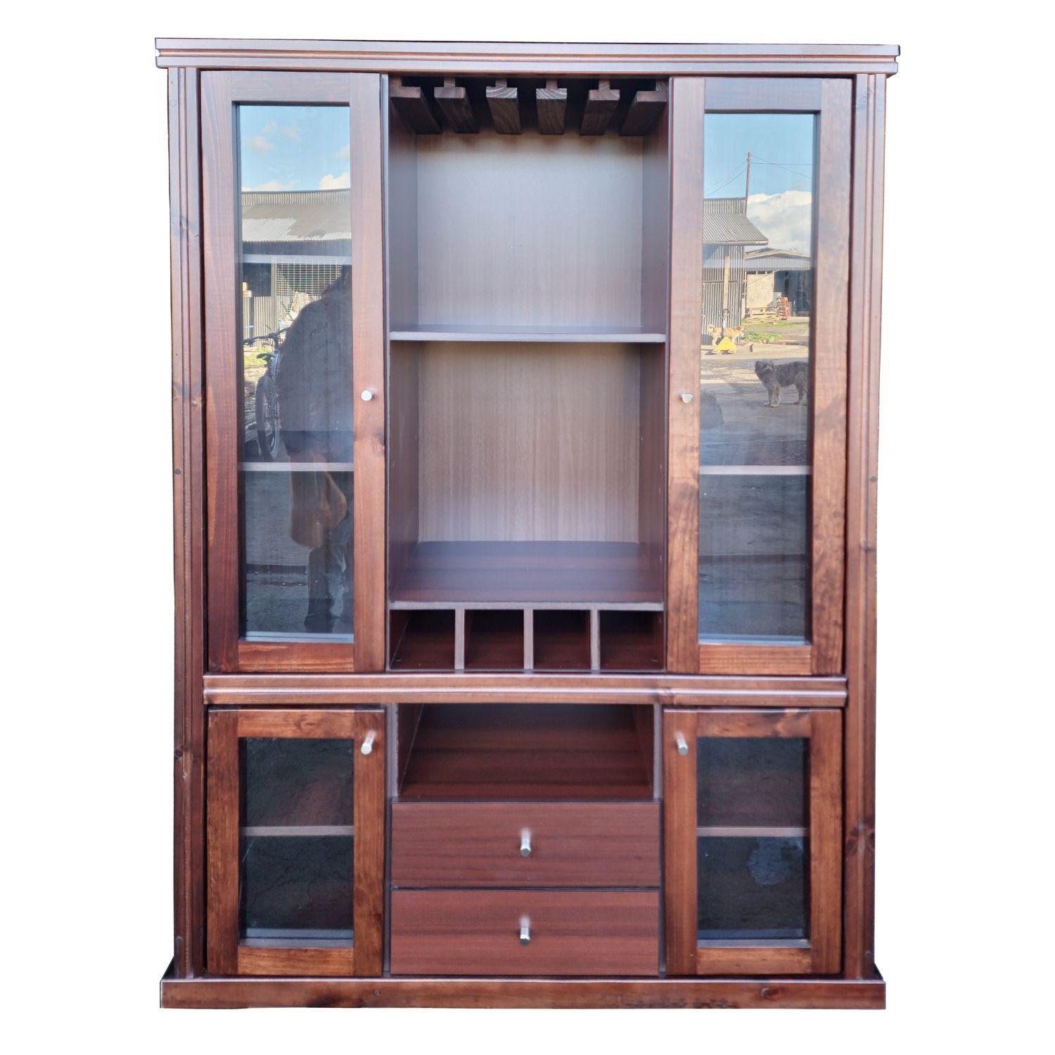 Vitrina New Gran Barcelona Vidrio 4 Puertas Madera 2 Cajones-4