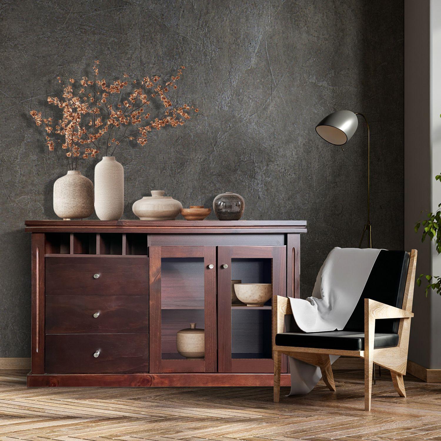 Buffet New Barcelona Rectangular Vidrio Puerta Madera-5