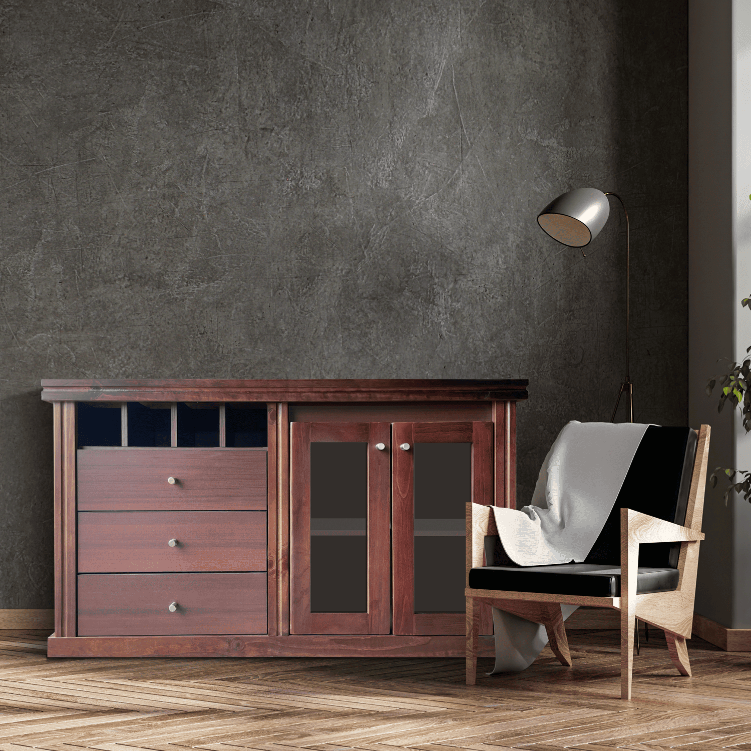 Buffet New Barcelona Rectangular Vidrio Puerta Madera-5