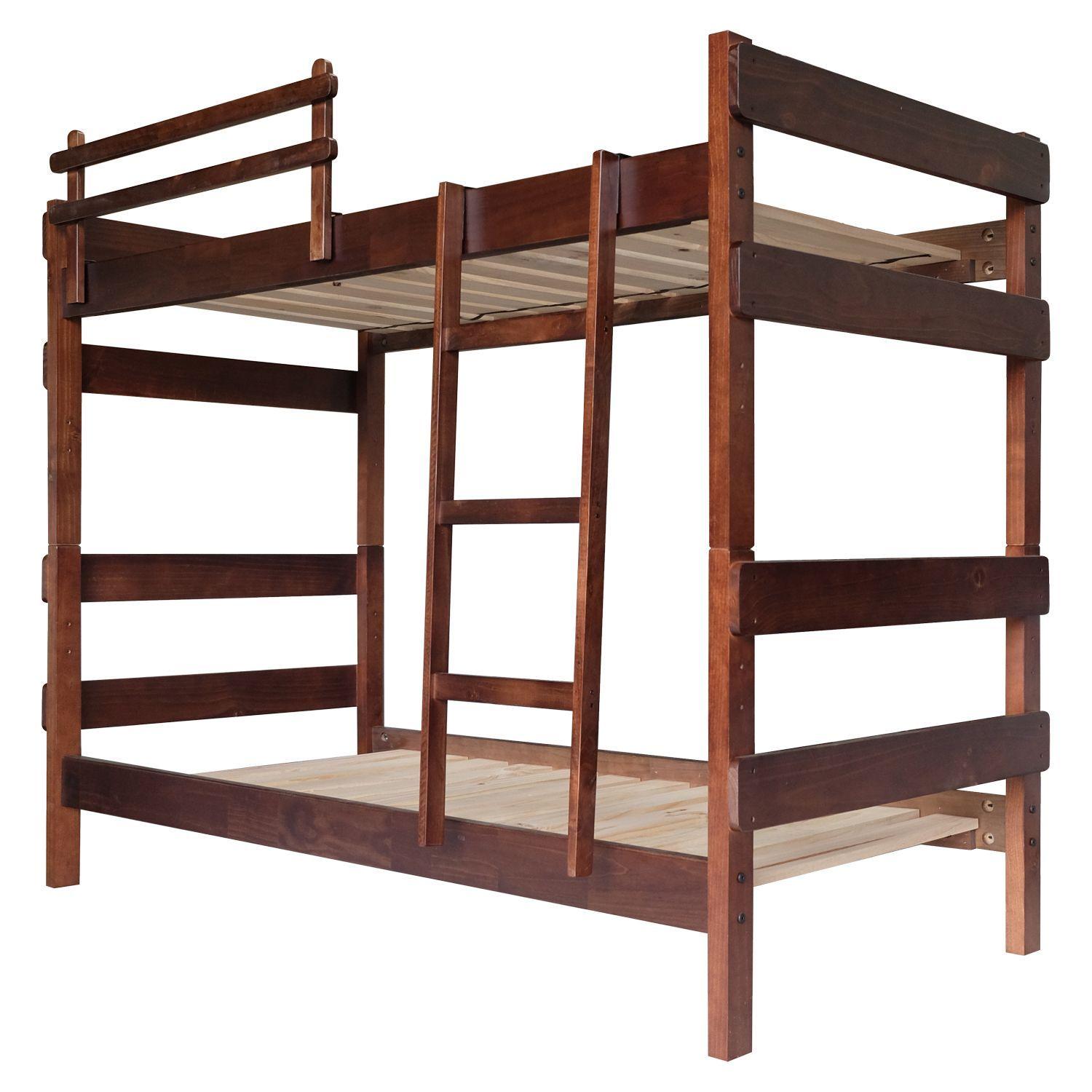 Camarote de Madera Desmontable Newen Chocolate 1 Plaza + 2 Colchones Dormitorio-2