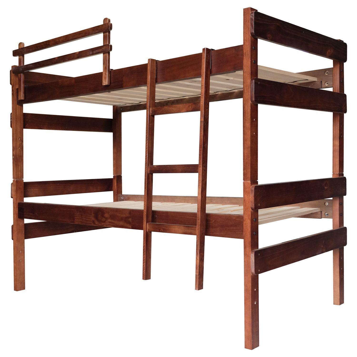 Camarote de Madera Desmontable Newen Chocolate 1 Plaza + 2 Colchones Dormitorio-3