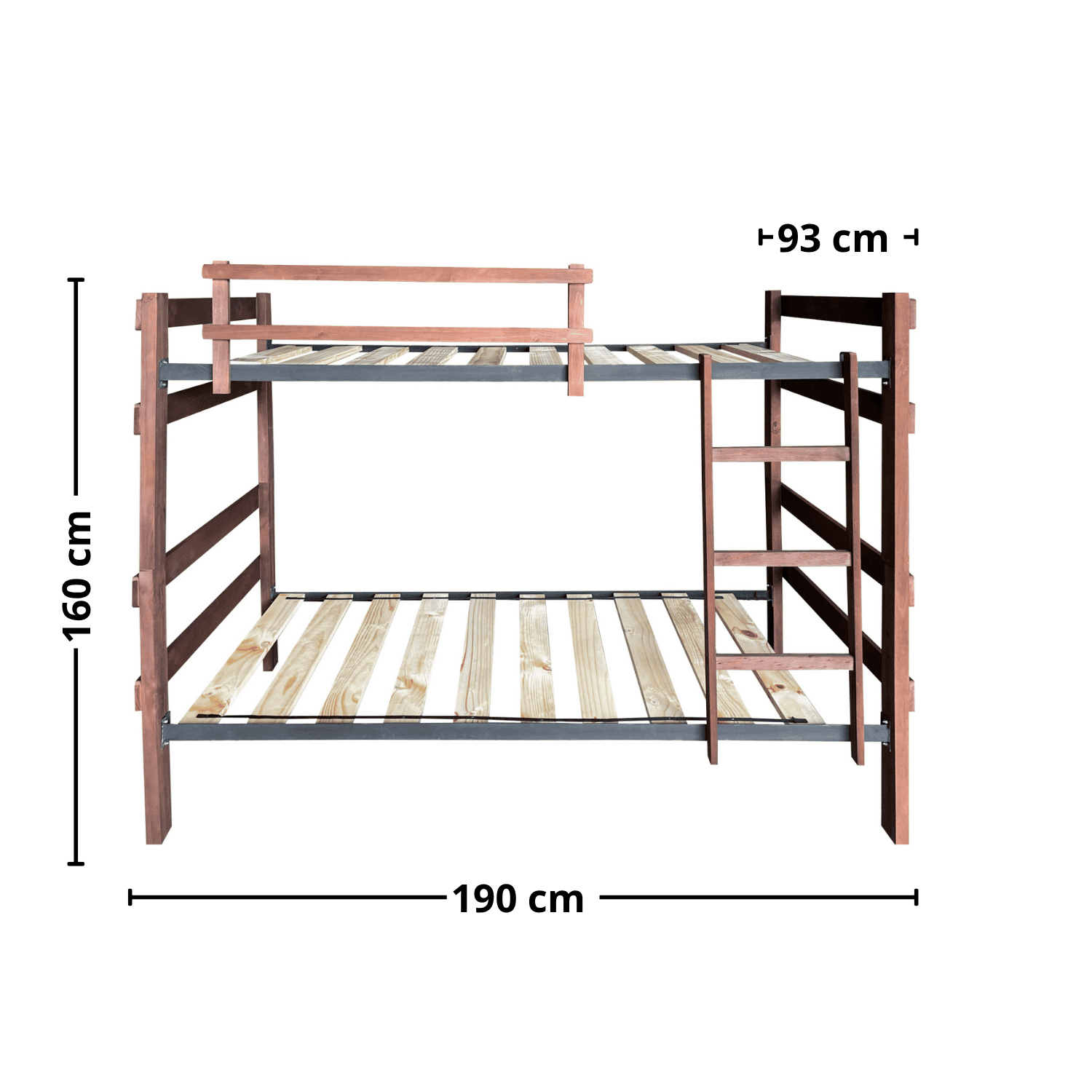 Camarote de Madera Desmontable Newen Chocolate 1 Plaza + 2 Colchones Dormitorio-2