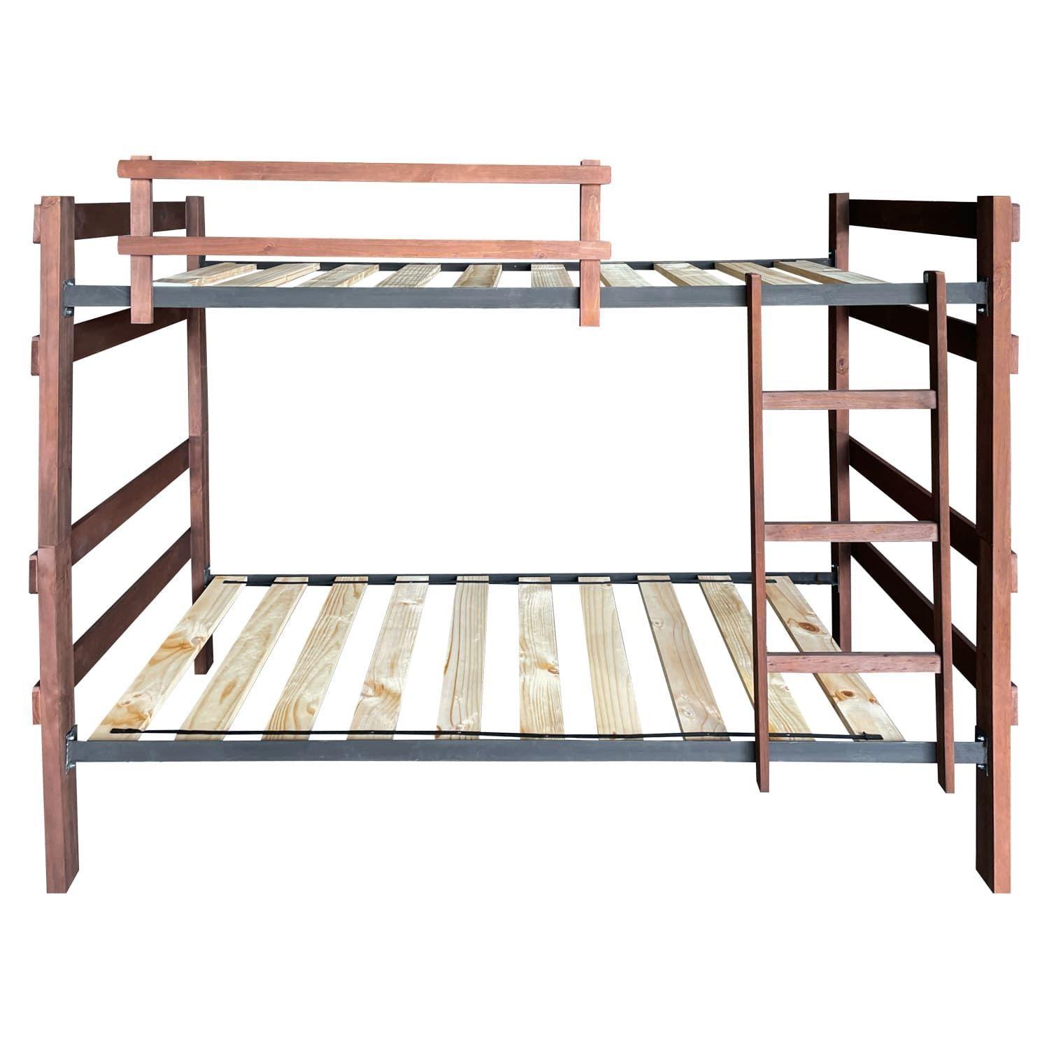 Camarote de Madera Desmontable Newen Chocolate 1 Plaza + 2 Colchones Dormitorio-4