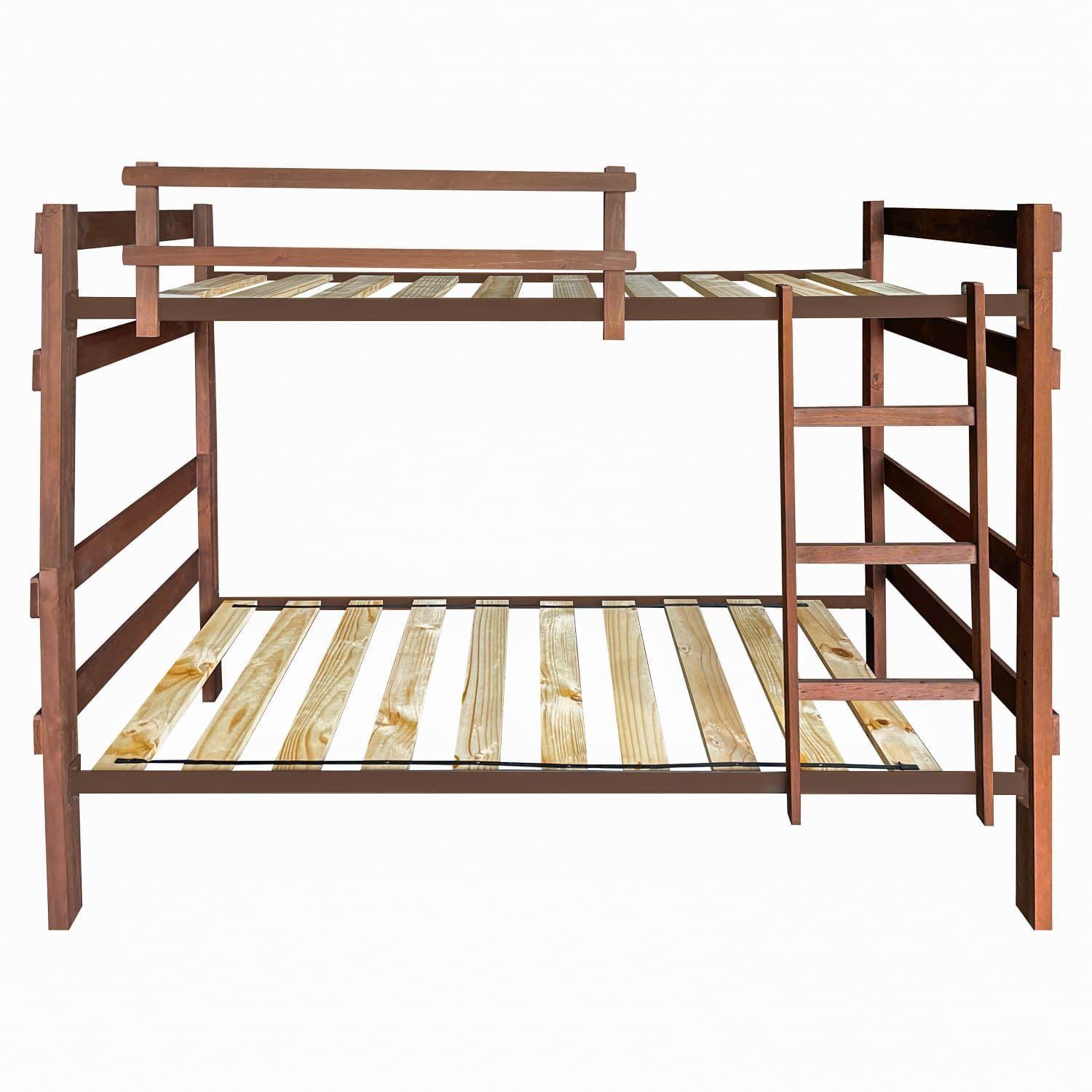 Camarote de Madera Desmontable Newen Chocolate 1 Plaza + 2 Colchones Dormitorio-2