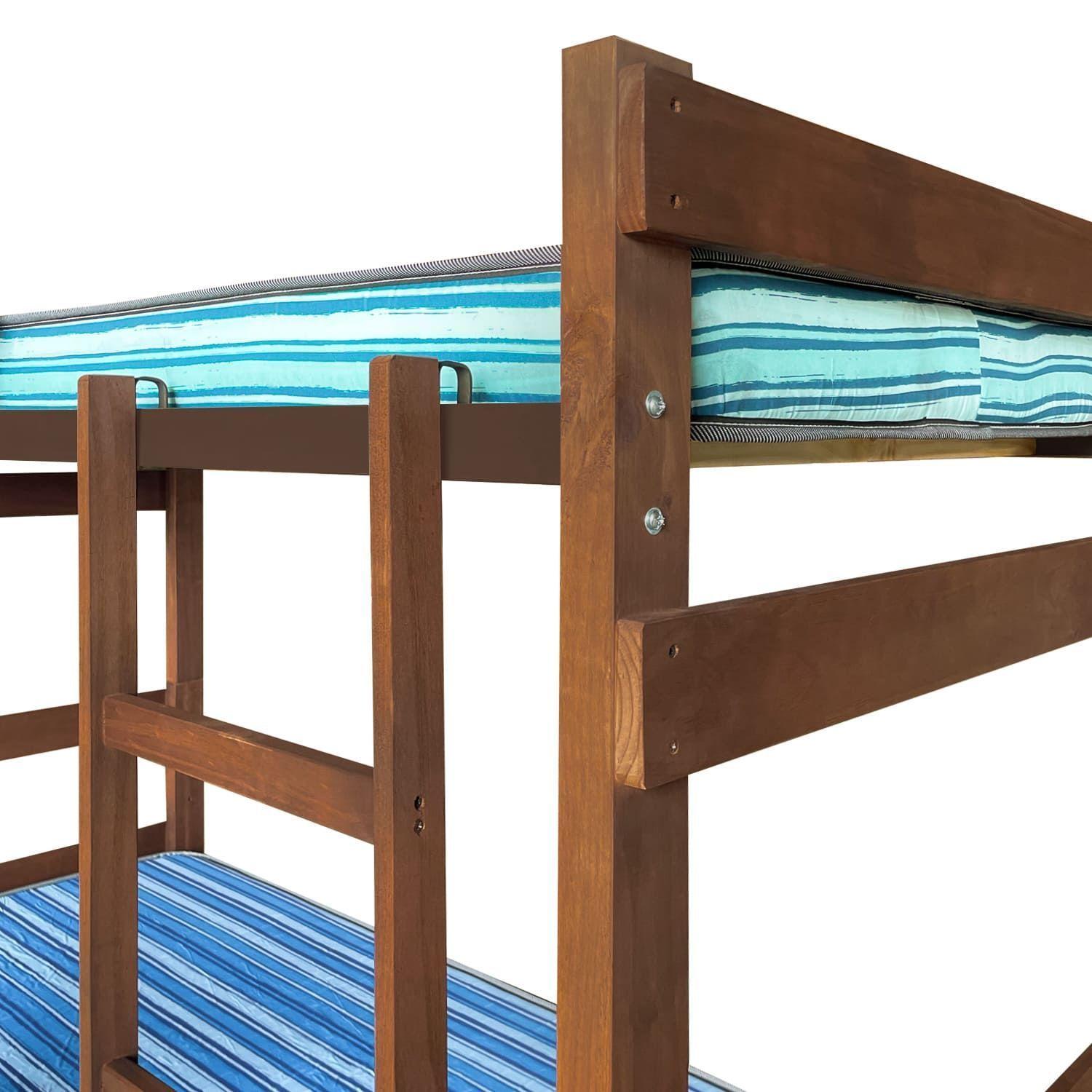 Camarote de Madera Desmontable Newen Chocolate 1 Plaza + 2 Colchones Dormitorio-3