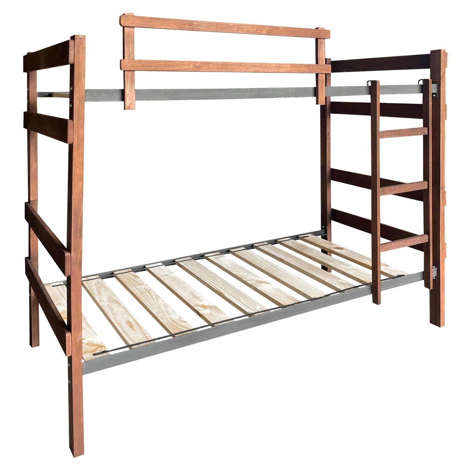 Camarote de Madera Desmontable Newen Chocolate 1 Plaza + 2 Colchones Dormitorio-4