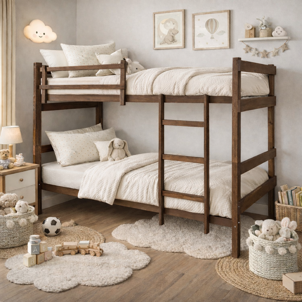 Camarote de Madera Desmontable Newen Chocolate 1 Plaza + 2 Colchones Dormitorio-7