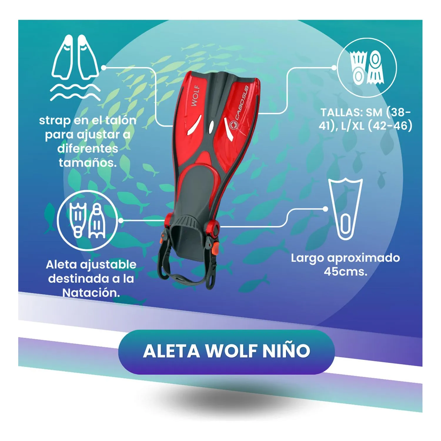 Aleta Natación Wolf Niño -1
