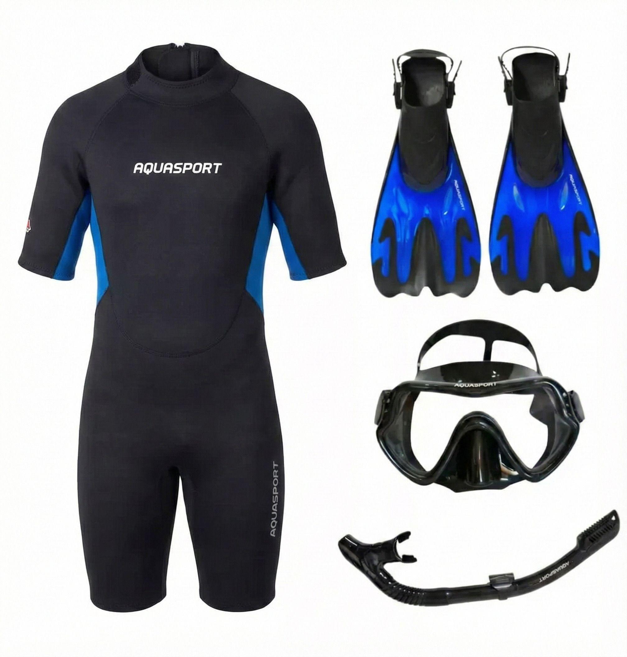 Pack Snorkeling Caribe Aquasport | Traje, Máscara, Snorkel y Aletas 37-40-0