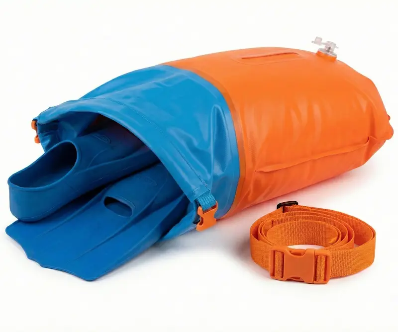 Boya Natación Aguas Abiertas Triatlón Silbato Y Bolso Seco-2