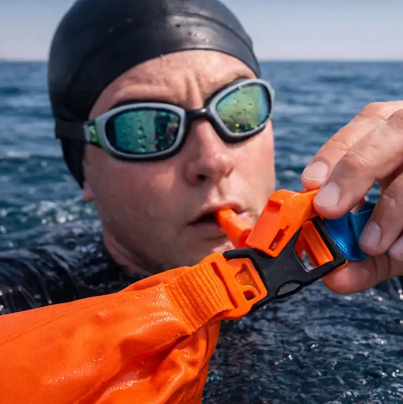 Boya Natación Aguas Abiertas Triatlón Silbato Y Bolso Seco-4