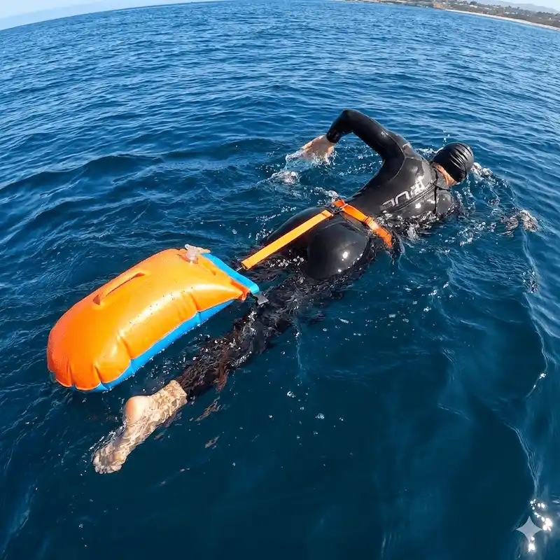 Boya Natación Aguas Abiertas Triatlón Silbato Y Bolso Seco-5