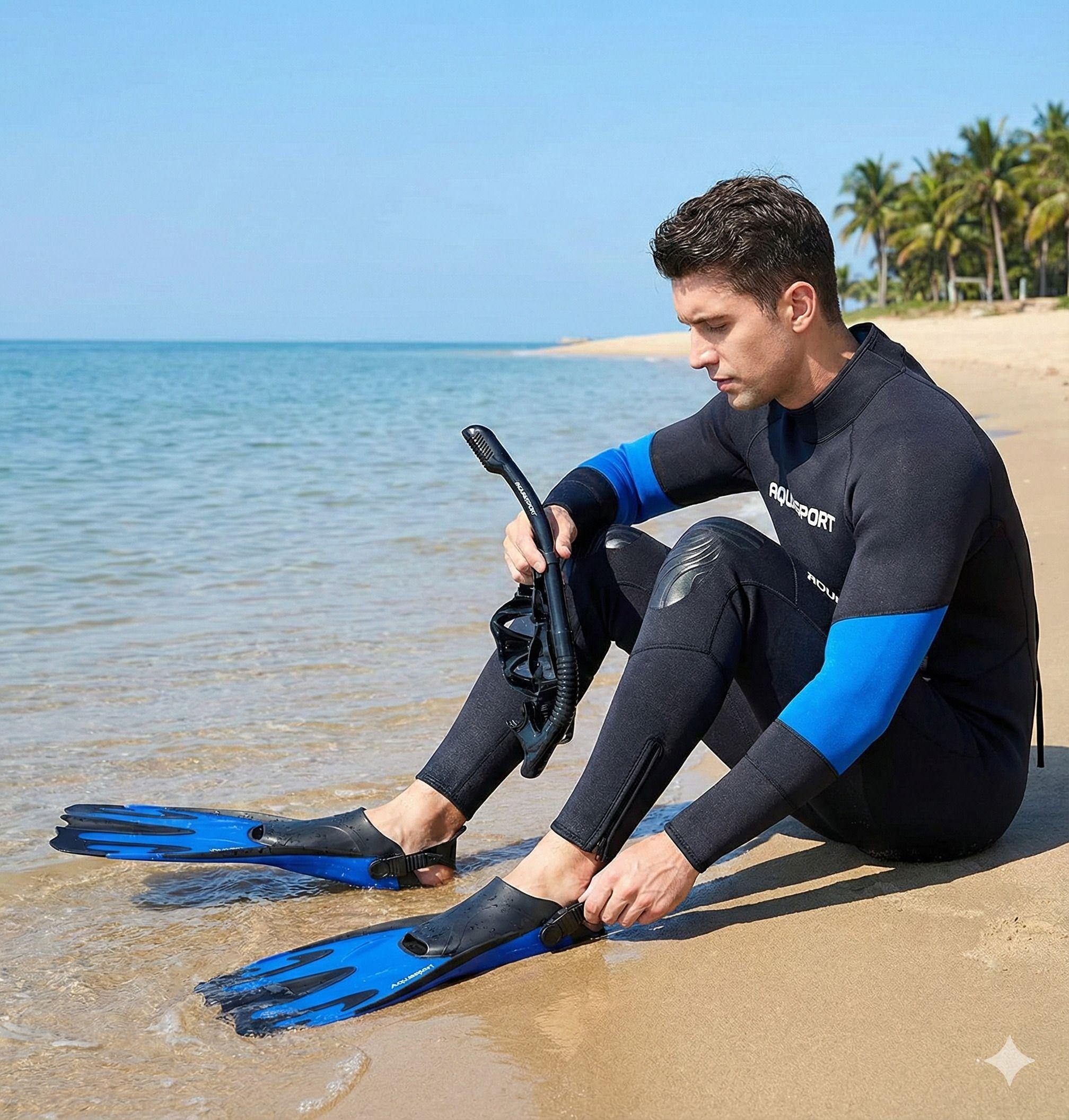 Pack Snorkel Aquasport Wave Traje Largo Mascara Aletas 41-44-3