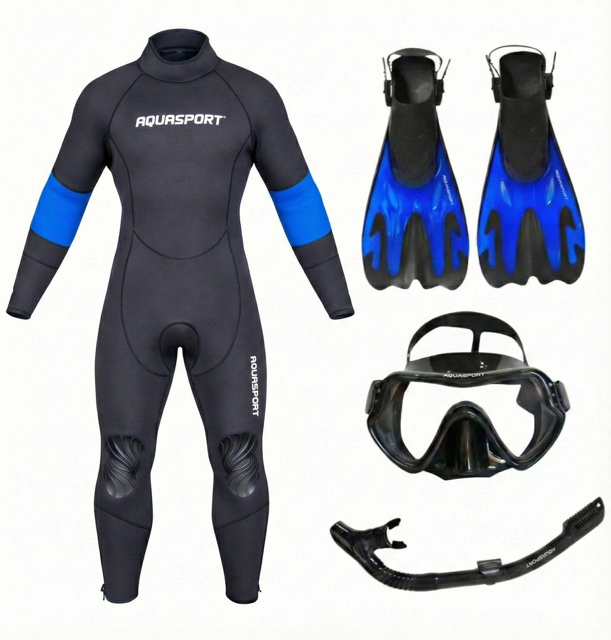 Pack Snorkel Aquasport Wave Traje Largo Mascara Aletas 41-44-0