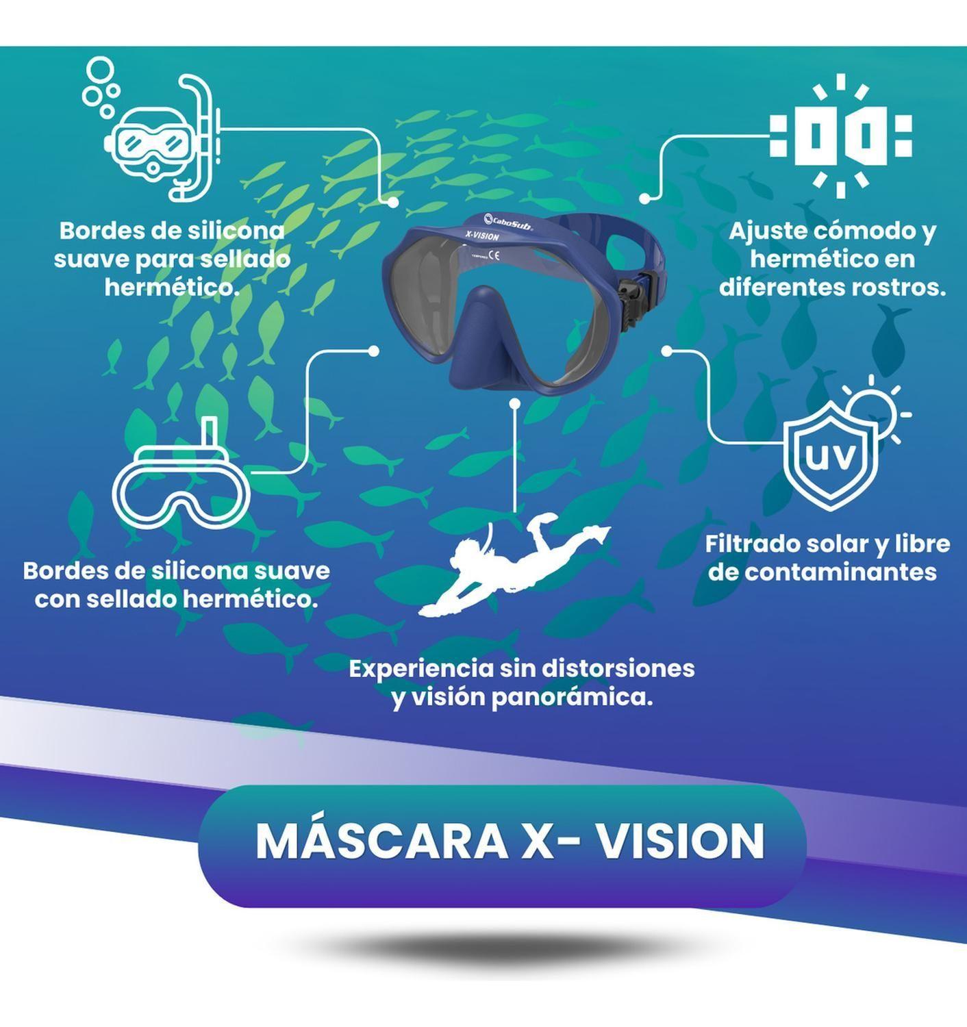 Mascara Buceo Y Snorkeling Cabosub X-vision negro-2