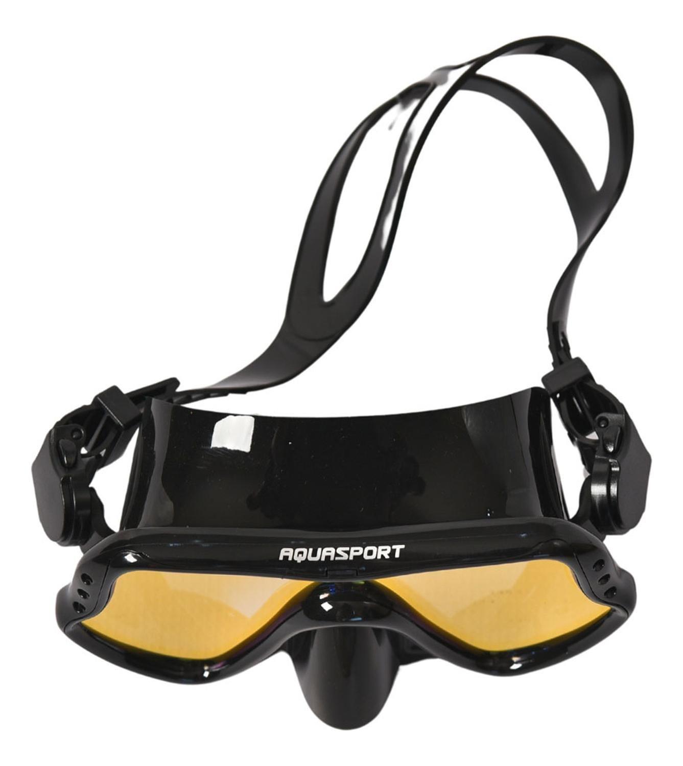 Kit Máscara Snorkel Full Vision Pro Con Cristal Filtro Rojo ELM-2