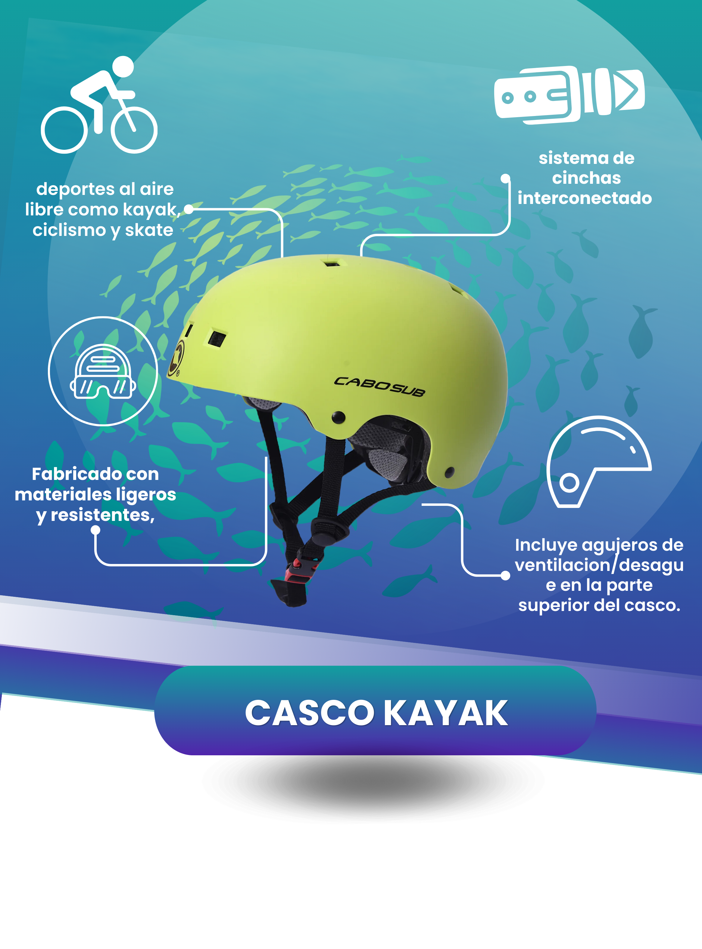 Casco kayak, Bicicleta, Skate, multiuso, ajustable-3