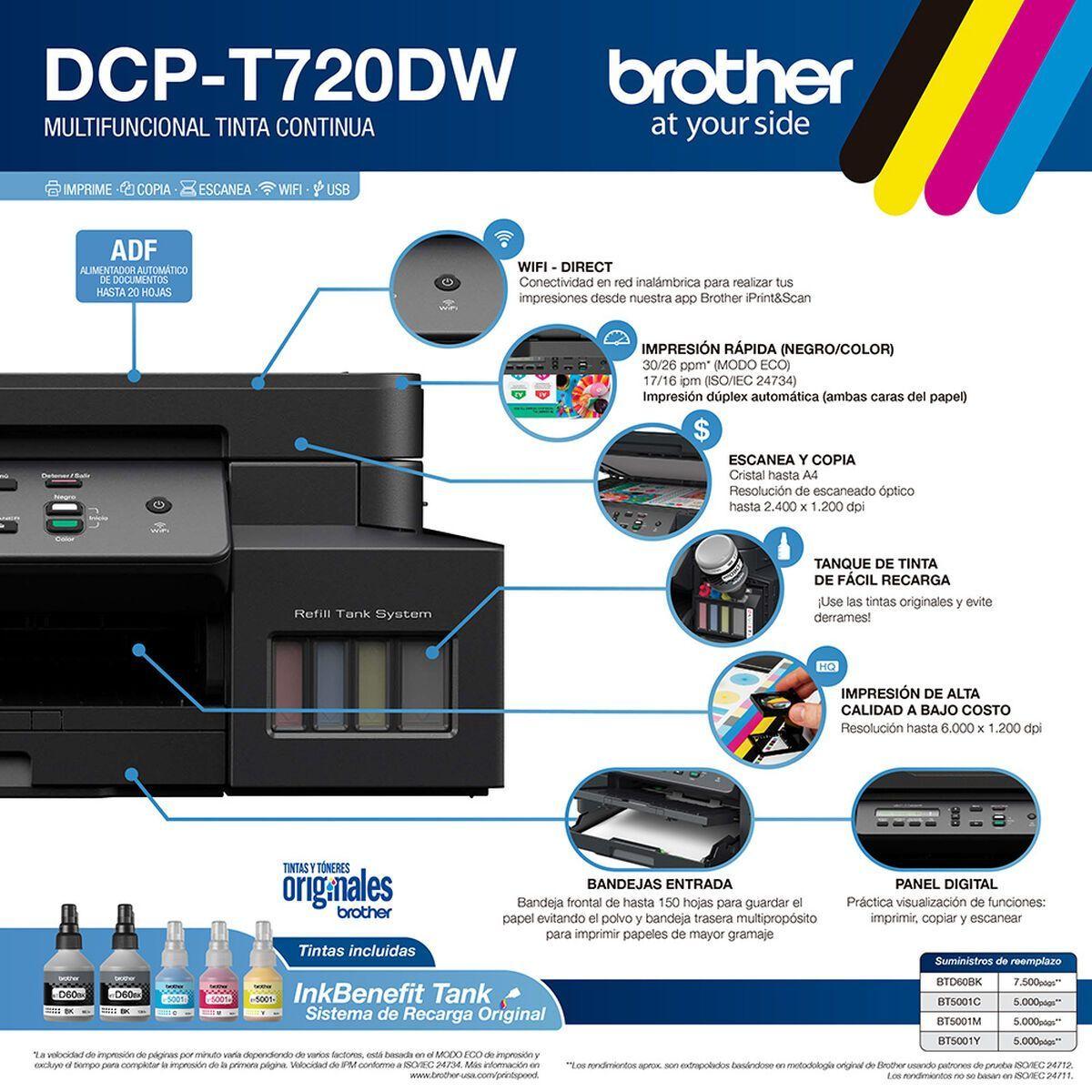 Impresora Multifuncional Brother Tank Tinta DCP-T720DW Wifi Duplex-2