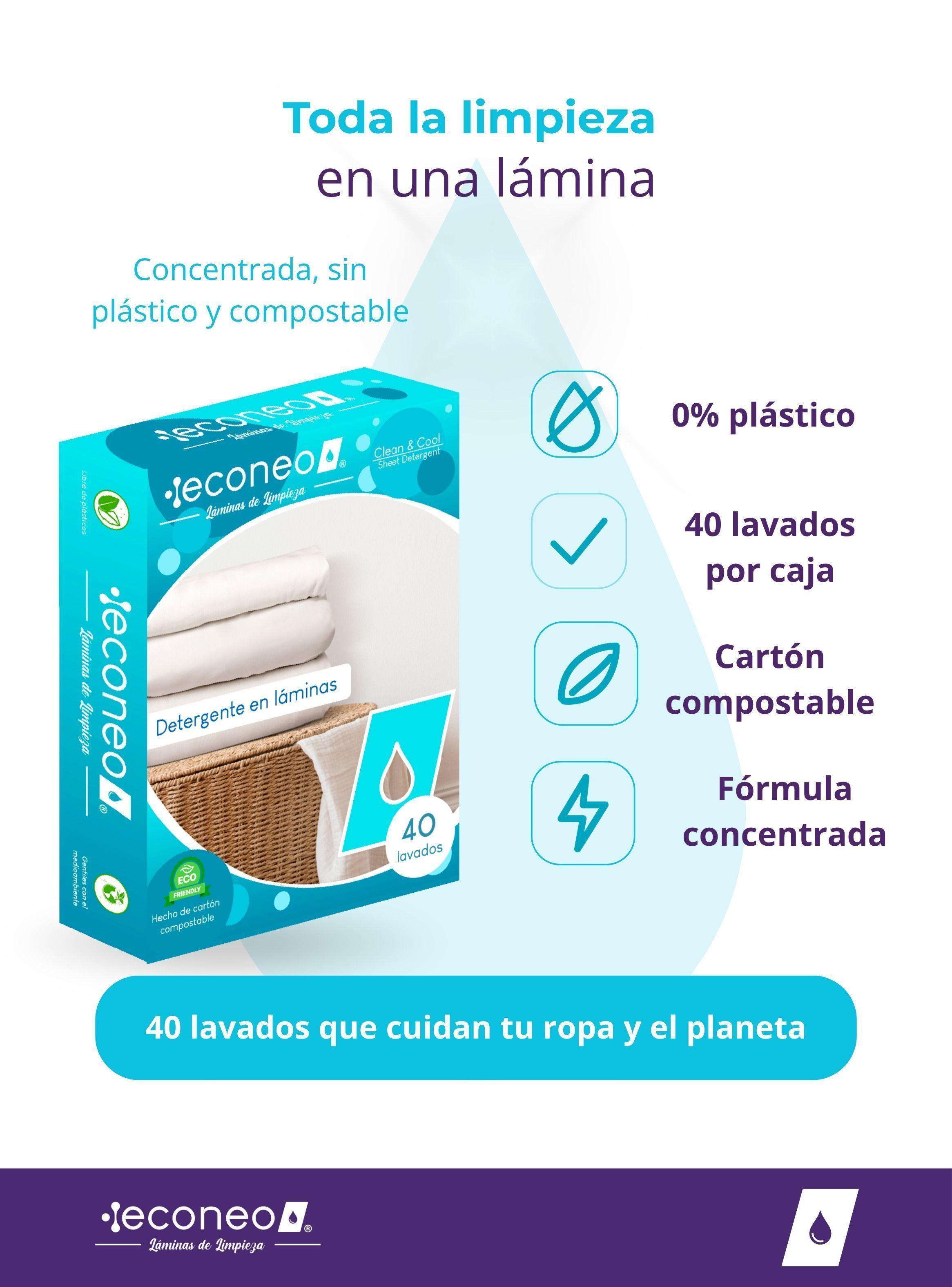 Econeo Detergente Ropa Laminas 40 Lavados Sin Plastico-2