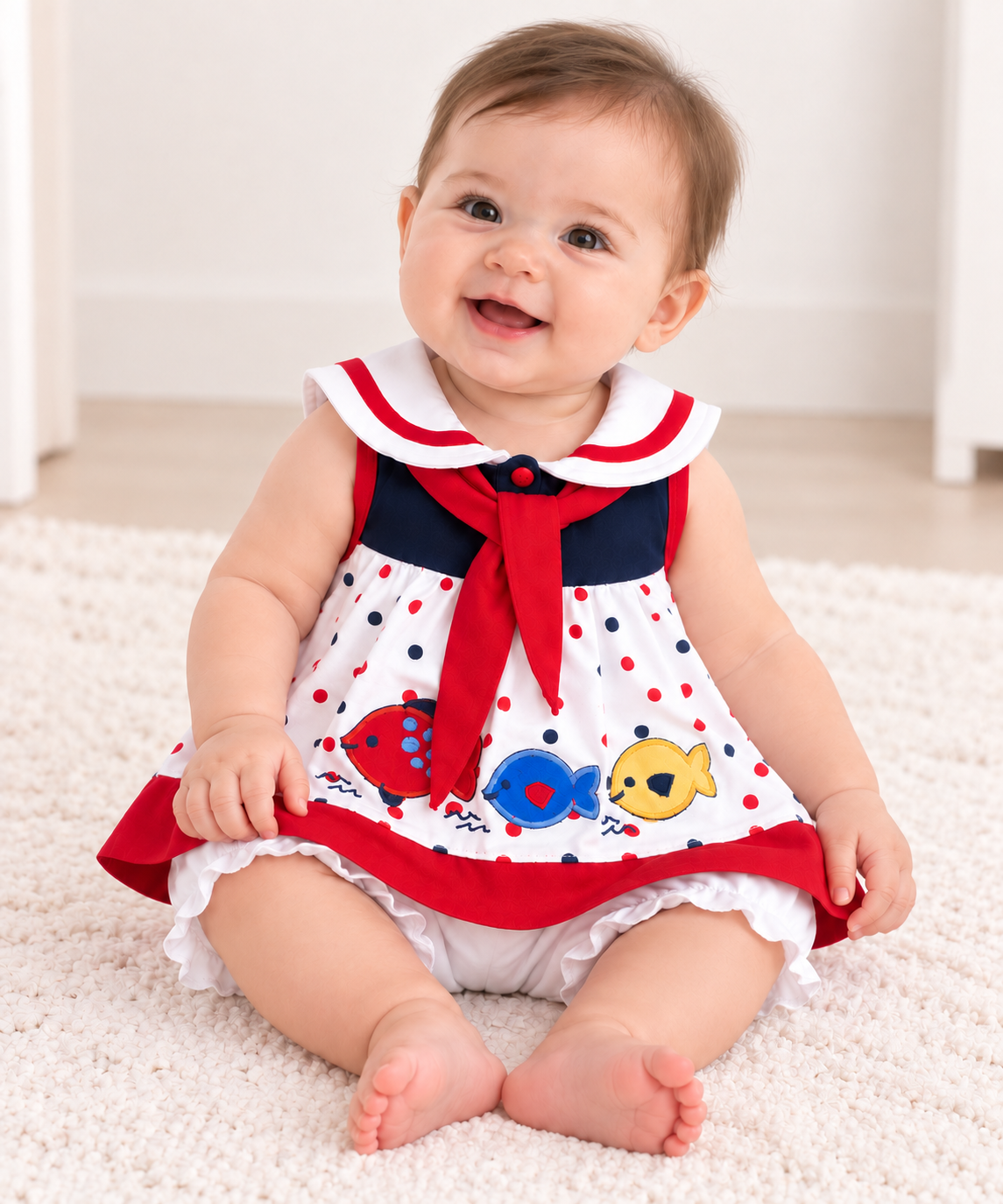 Vestido con Bombacha 100% Algodon Bebé Niña-0