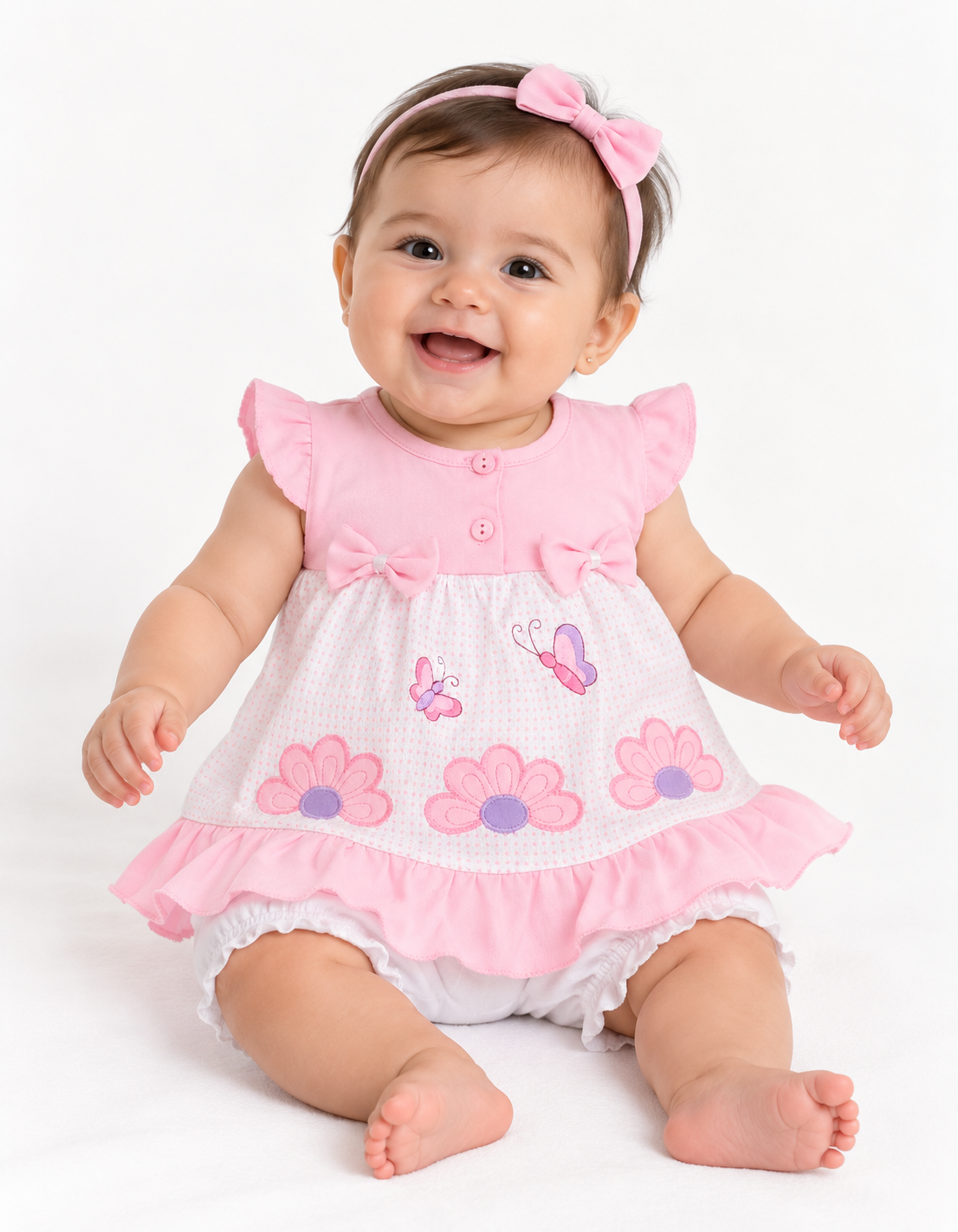 Vestido con Bombacha Algodon Bebe Nina-0