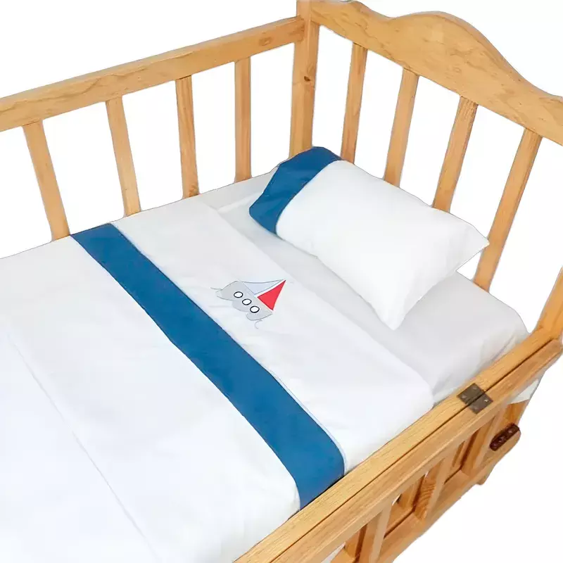 Set Ropa De Cuna BORDADO Juego Completo Marinero 100cm x 150cm-2