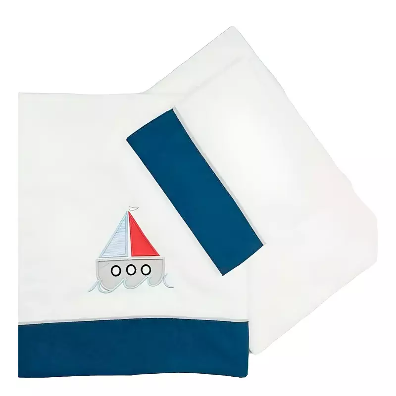 Set Ropa De Cuna BORDADO Juego Completo Marinero 100cm x 150cm-3