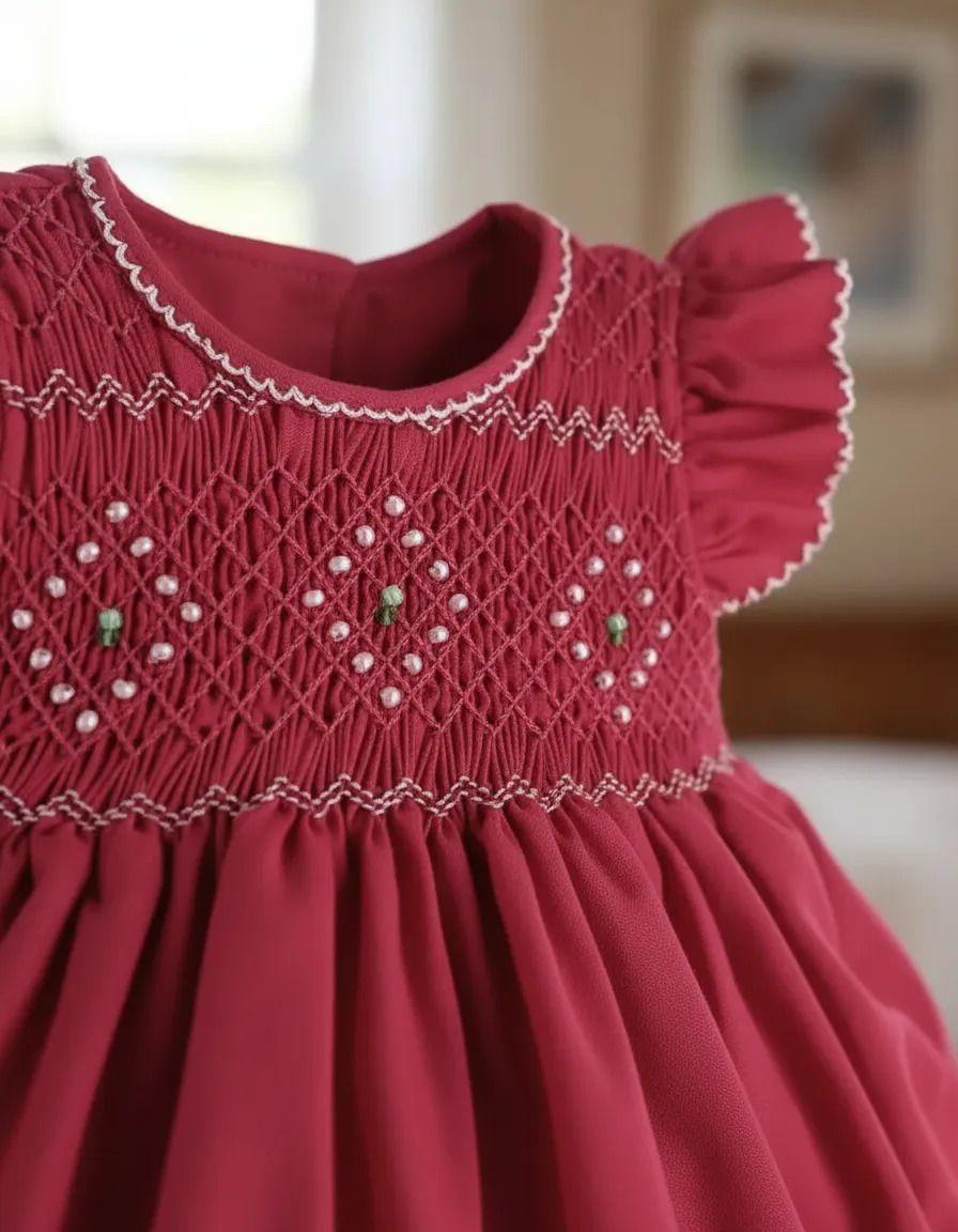 Vestido bebé niña Catalina bordado a mano tipo smock-2