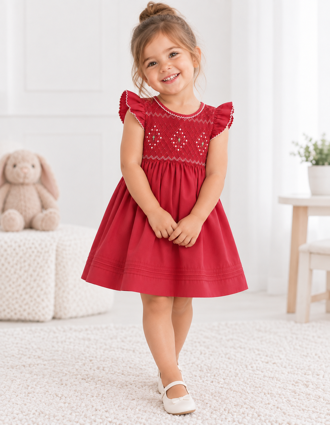 Vestido bebé niña Catalina bordado a mano tipo smock-3