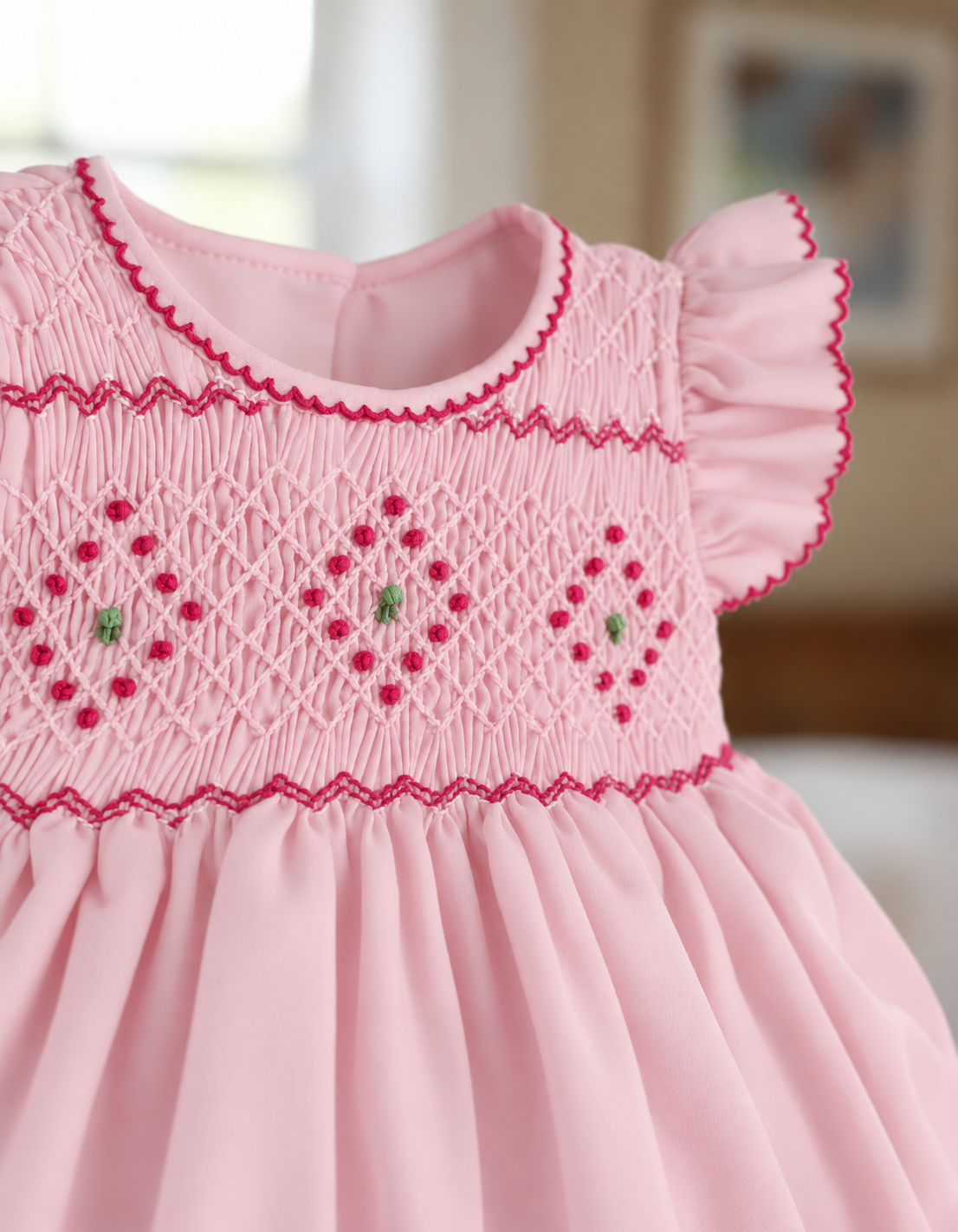 Vestido bebé niña Catalina bordado a mano tipo smock-2