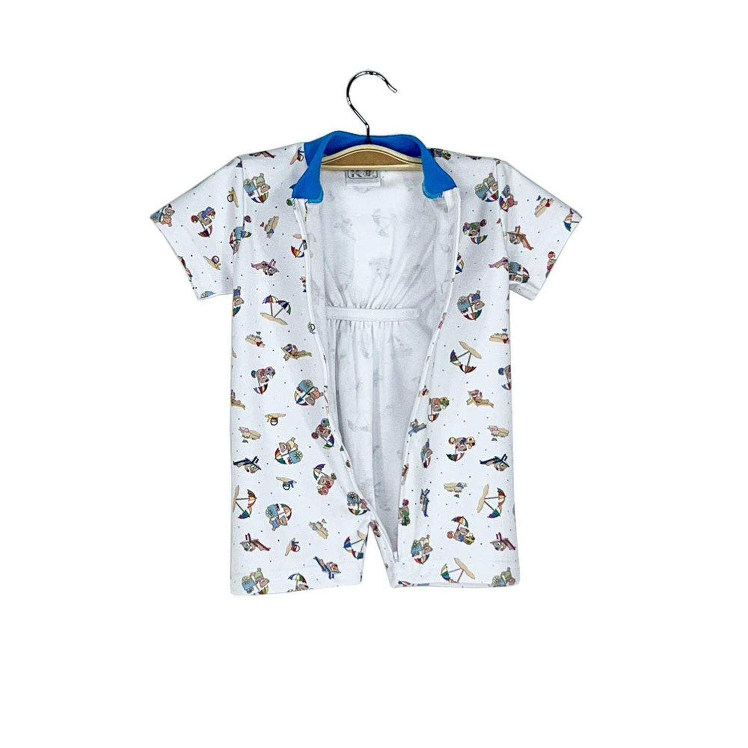 Pijama Enterito Bebé - Ositos Playeros - Algodón Corto-1